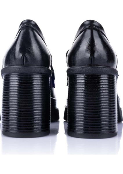 Janset Kadın Siyah Topuklu Loafer Ayakkabı indirimleri