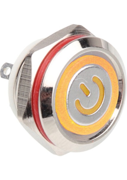 WD12C1-PIN-P1-EC 12 mm Düz Yaylı Işıklı Metal Buton - Sarı