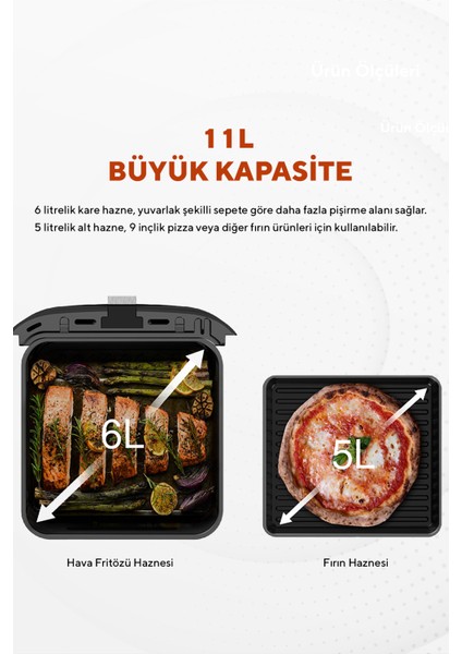 XXL 11 Litre Çift Hazneli Fastfryer (Yağsız Fritöz Airfryer ) HAF-11