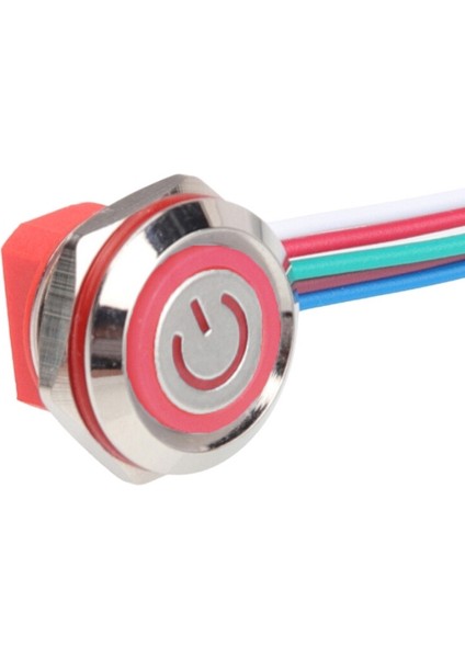 WD12C1-WIRED-P1-EC 12 mm Düz Yaylı Kırmızı Işıklı Metal Buton - Kablolu