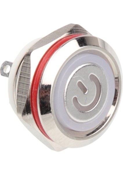 WD12C1-PIN-P1-EC 12 mm Düz Yaylı Işıklı Metal Buton - Beyaz