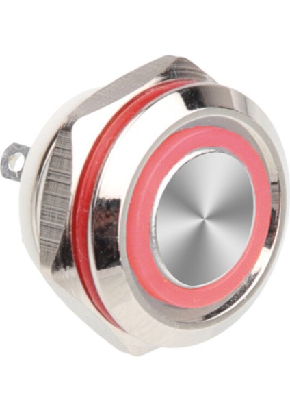 WD12C1-PIN-P1-E 12 mm Düz Yaylı Işıklı Metal Buton - Kırmızı