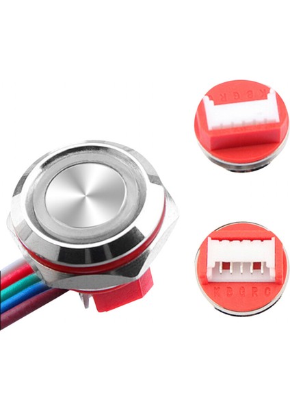 WD12C1-WIRED-P1-E 12 mm Düz Yaylı Kırmızı Işıklı Metal Buton - Kablolu modelleri
