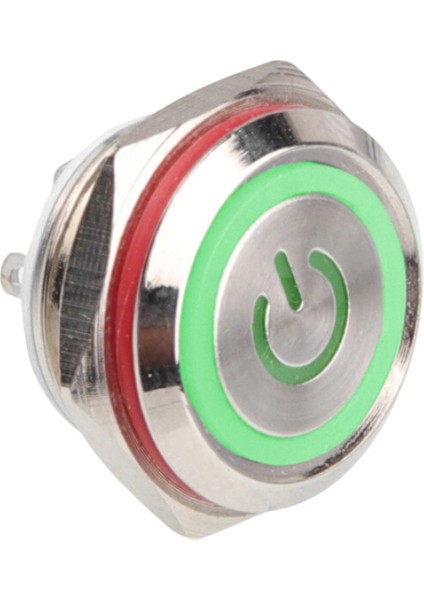 WD16C1-PIN-P1-EC 16 mm Düz Yaylı Işıklı Metal Buton - Yeşil