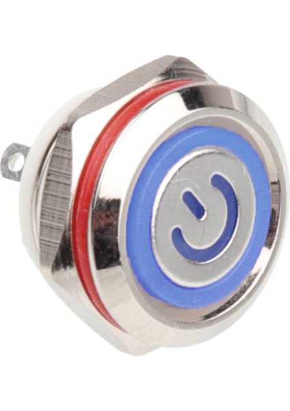 WD12C1-PIN-P1-EC 12 mm Düz Yaylı Işıklı Metal Buton - Mavi