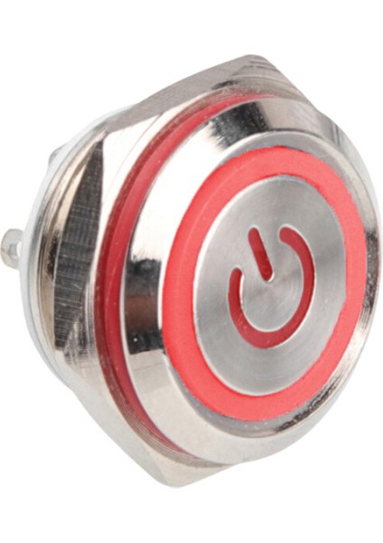 WD16C1-PIN-P1-EC 16 mm Düz Yaylı Işıklı Metal Buton - Kırmızı