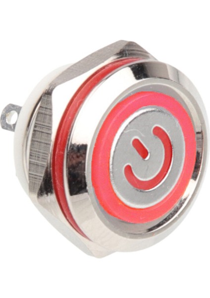 WD12C1-PIN-P1-EC 12 mm Düz Yaylı Işıklı Metal Buton - Kırmızı