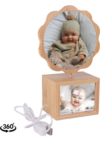 Dönen Ahşap LED Işıklı Papatya Fotoğraf Çerçevesi modelleri