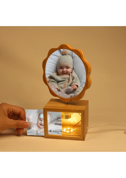 Dönen Ahşap LED Işıklı Papatya Fotoğraf Çerçevesi fırsatları