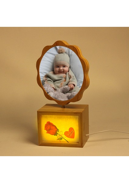 Dönen Ahşap LED Işıklı Papatya Fotoğraf Çerçevesi indirimleri