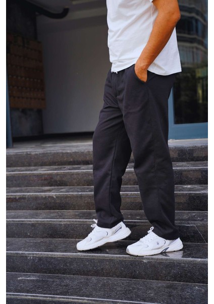 Erkek Baggy Pamuklu Rahat Kesim Oversize Şardonlu Kalıp Eşofman Altı