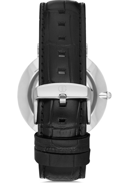 Davıd Guner Siyah Kadranlı Gümüş Kaplamalı Erkek Deri Kol Saati modelleri