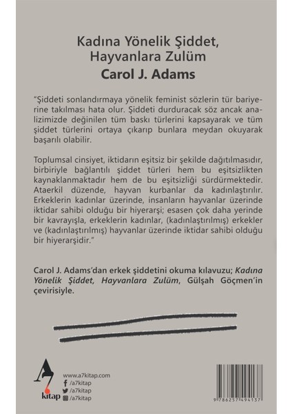 Kadına Yönelik Şiddet Hayvanlara Zulüm - Carol J. Adams