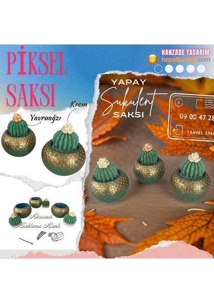 Dekoratif Piksel Yavruağzı Çiçekli Yapay Sukulent Saksı & Aksesuar Saklama Alanı fiyatları