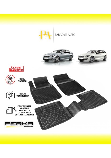 Paradise Auto Bmw 5 Serisi F10 MAKYAJLI-F11 Sw 2013-2016 Uyarlanabilir Havuzlu Paspas