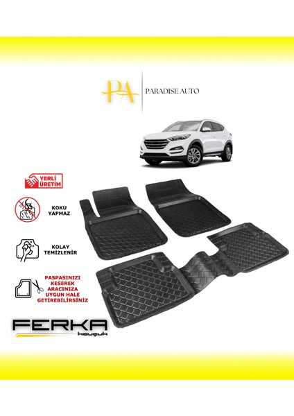 Paradise Auto Hyundai Tucson 3 2015-2021 Uyarlanabilir Havuzlu Paspas