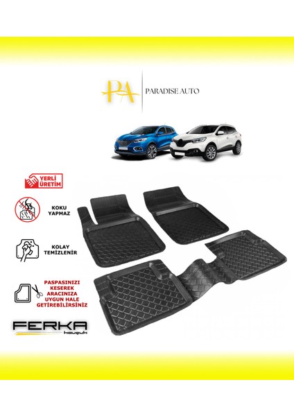 Renault Kadjar 2014 ve Üstü Uyarlanabilir Havuzlu Paspas