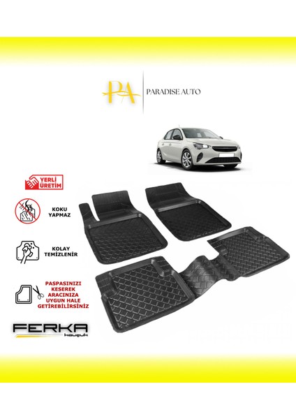 Paradise Auto Opel Corsa F 2019 ve Üstü Uyarlanabilir Havuzlu Paspas