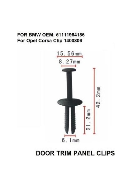 Bmw E38 7 Serisi Tampon Klipsi 51111964186 M1764-5 100 Adet