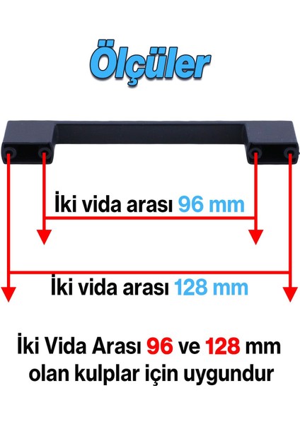 Gölcük 128 mm (Sert Plastik) Kulp Siyah Mobilya Çekmece Mutfak Dolap Dolabı Kulpu Kulbu Kulpları