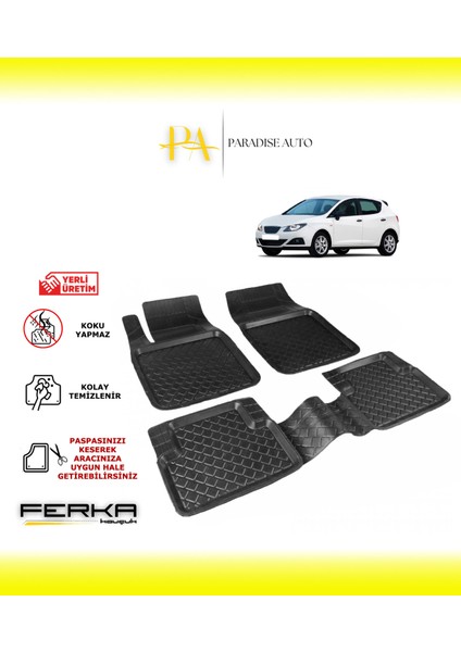 Seat Ibiza 4 2009-2017 Uyarlanabilir Havuzlu Paspas