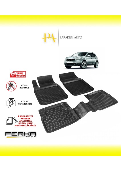 Paradise Auto Nissan Qashqai 1 2007-2014 Uyarlanabilir Havuzlu Paspas