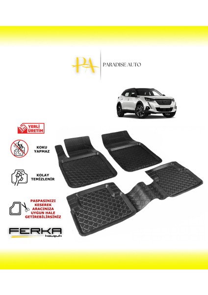 Paradise Auto Peugeot 2008 2 2019 ve Üstü Uyarlanabilir Havuzlu Paspas