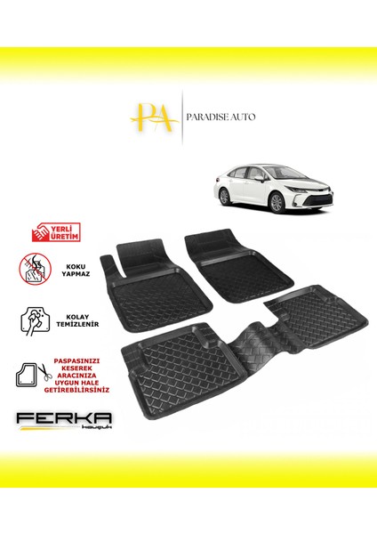 Paradise Auto Toyota Corolla 12 2019 ve Üstü Uyarlanabilir Havuzlu Paspas