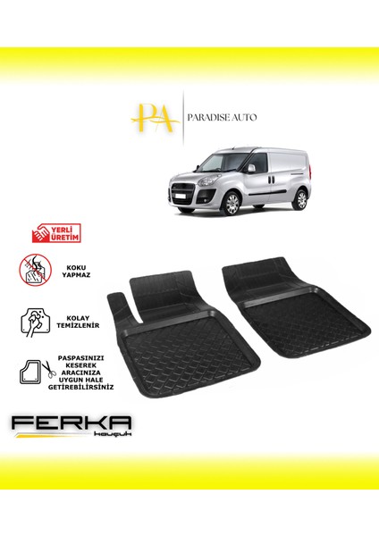 Paradise Auto Fiat Doblo Ön 2 Parça 2010-2019 Uyarlanabilir Havuzlu Paspas