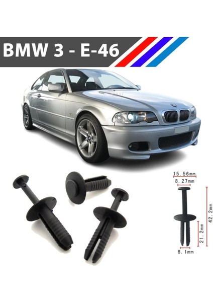 Bmw E46 3 Serisi Tampon Klipsi 51111964186 M1764-6 25 Adet modelleri