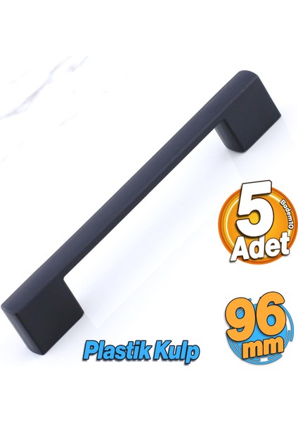 Gölcük 96 mm (Sert Plastik) 5 Adet Siyah Mobilya Çekmece Mutfak Dolap Dolabı Kulpu Kulbu Kulpları