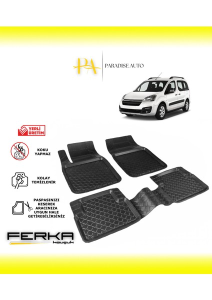 Citroen Berlingo 2 2008-2019 Uyarlanabilir Havuzlu Paspas