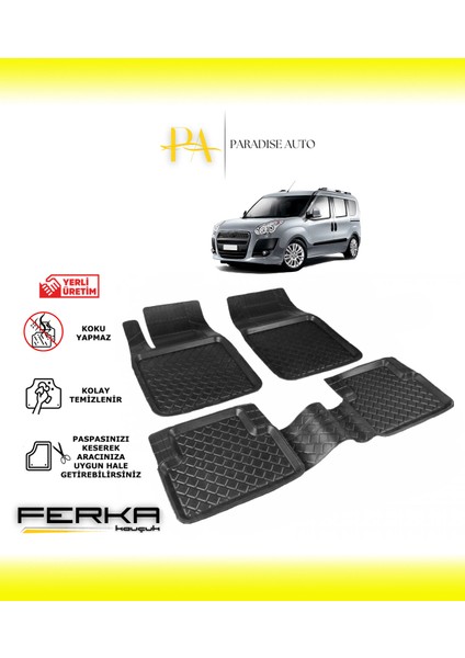 Paradise Auto Fiat Doblo 2010-2019 Uyarlanabilir Havuzlu Paspas