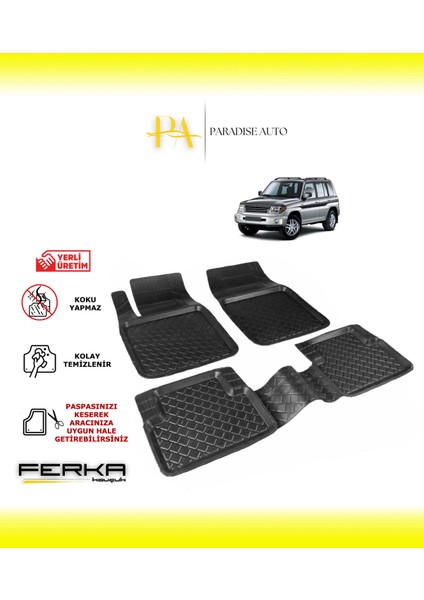 Paradise Auto Mitsubishi Pajero Suv 2000-2006 Uyarlanabilir Havuzlu Paspas