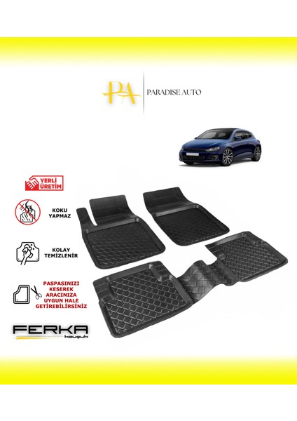 Paradise Auto Volkswagen Scirocco 3 2009 ve Üstü Uyarlanabilir Havuzlu Paspas