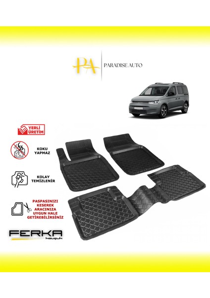 Paradise Auto Volkswagen Caddy 5 2020 ve Üstü Uyarlanabilir Havuzlu Paspas