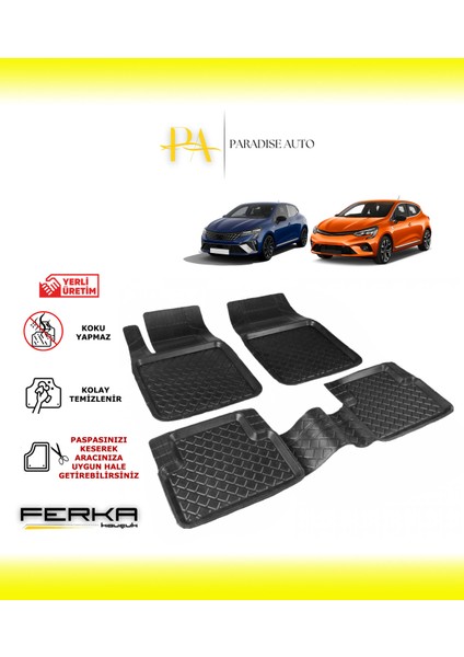 Renault Clio 5-6 2019 ve Üstü Uyarlanabilir Havuzlu Paspas