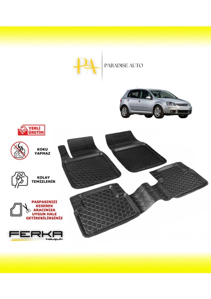 Paradise Auto Volkswagen Golf 5 2003-2008 Uyarlanabilir Havuzlu Paspas