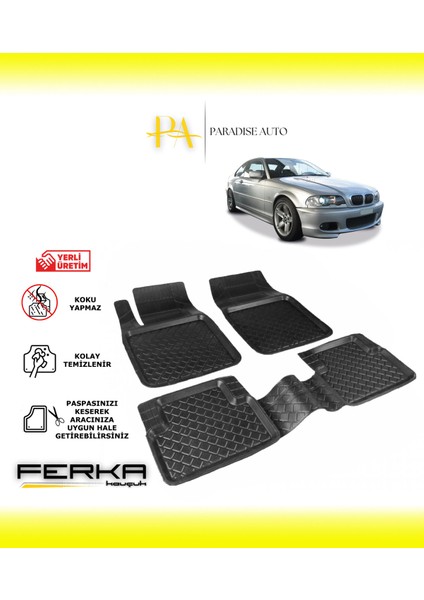 Paradise Auto Bmw 3 Serisi E46 1998-2005 Uyarlanabilir Havuzlu Paspas