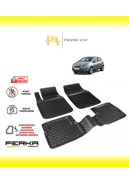 Paradise Auto Opel Corsa D 2007-2014 Uyarlanabilir Havuzlu Paspas