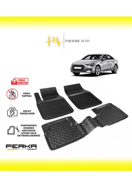 Paradise Auto Audi A3 2020 ve Üstü Uyarlanabilir Havuzlu Paspas