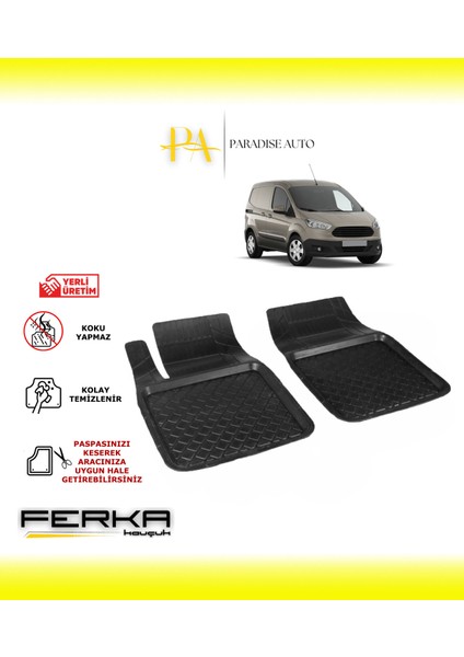 Paradise Auto Ford Courier Ön 2 Parça 2014 ve Üstü Uyarlanabilir Havuzlu Paspas