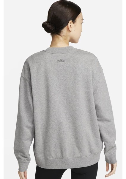 Training Plus Essential Get Fit Dri Fit Graphic Crew Grey Oversized Bol Kesim Kadın Sweatshirt Gri fiyatları