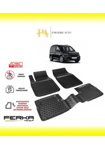 Paradise Auto Ford Tourneo Connect 2 3 2021 ve Üstü Uyarlanabilir Havuzlu Paspas