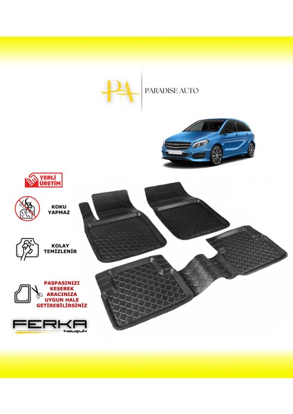 Paradise Auto Mercedes B Serisi W246 2013-2018 Uyarlanabilir Havuzlu Paspas