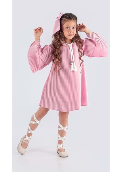 Kız Çocuk Krep Plise Elbise MNK0595 fırsatları