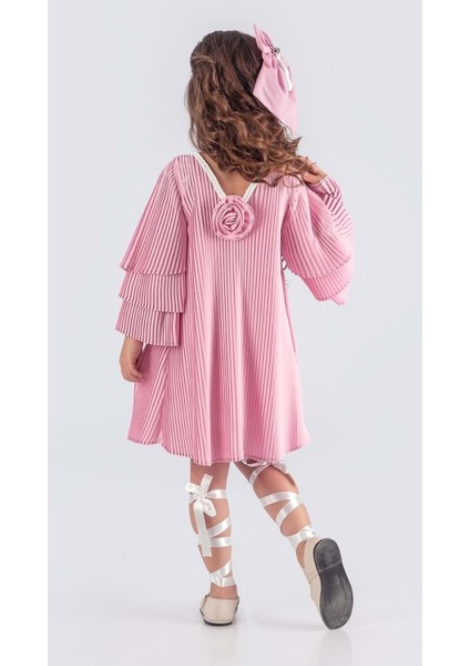 Kız Çocuk Krep Plise Elbise MNK0595 indirimleri