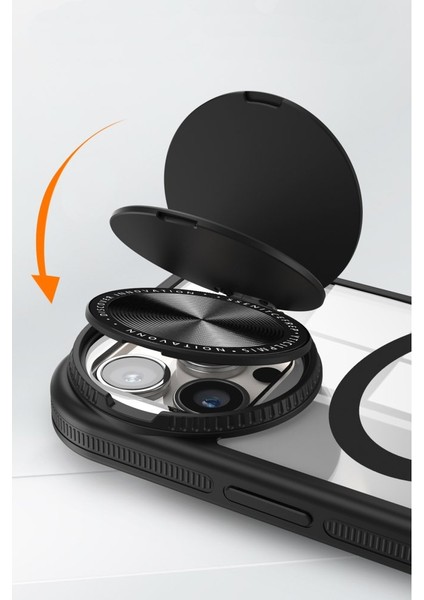 Apple iPhone 15 Pro Max Kılıf Kamera Lens Korumalı Kapaklı Wireless Şarj Özellikli Teleskop Kapak