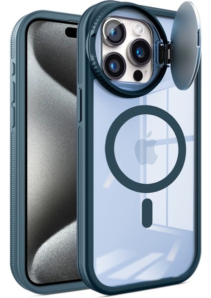 Apple iPhone 15 Pro Max Kılıf Kamera Lens Korumalı Kapaklı Wireless Şarj Özellikli Teleskop Kapak