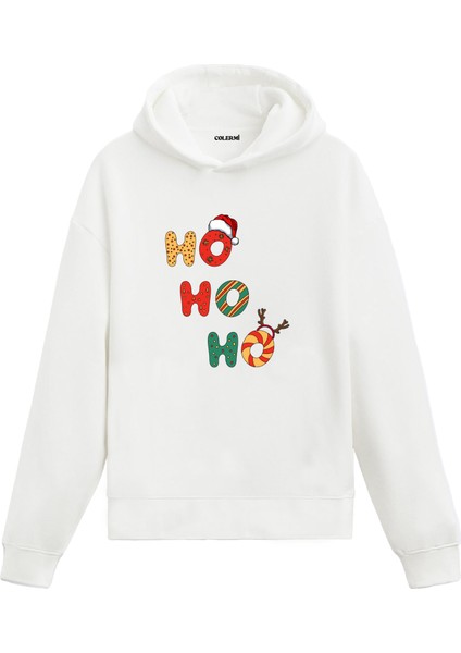 Ho Ho Ho Noel Yılbaşı Hediyesi Yeni Yıl Temalı Tasarım Hoodie Noel Hediyesi Kapşonlu Sweatshirt